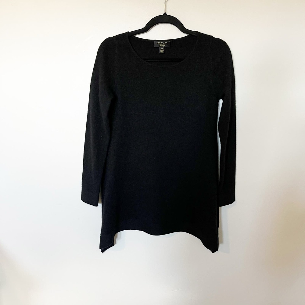 Charter club cashmere black sweater shark bite hem women’s xs
